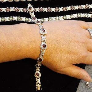 Gold over sterling ruby/garnet? Bracelet